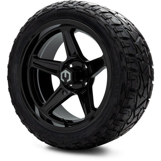 MODZ® 15" Drift Glossy Black Wheels & Off-Road Tires Combo (Xcomp Gladiator Steel Belted Radial 23x10-15)