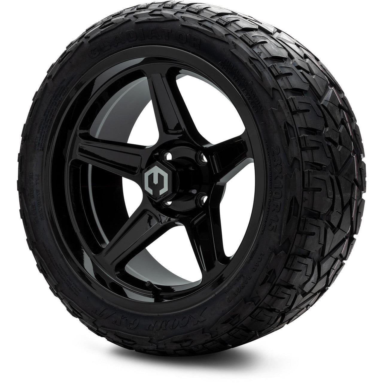 MODZ® 15" Drift Glossy Black Wheels & Off-Road Tires Combo (Arisun X-Armory Steel Belted Radial 23x10-15)