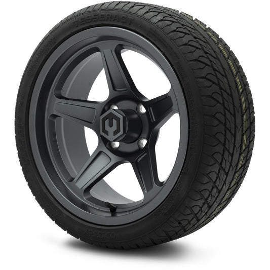 MODZ® 15" Drift Gunmetal Wheels & Street Tires Combo (Odyssey Tesseract Steel-Belted Radial 215/35-R15)