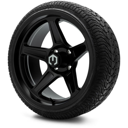 MODZ® 15" Drift Matte Black Wheels & Street Tires Combo (Odyssey Tesseract Steel-Belted Radial 215/45-R15)