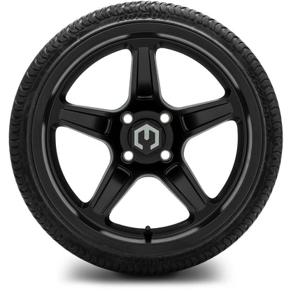 MODZ® 15" Drift Matte Black Wheels & Street Tires Combo (Odyssey Tesseract Steel-Belted Radial 215/45-R15)