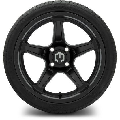 MODZ® 15" Drift Matte Black Wheels & Street Tires Combo (Odyssey Tesseract Steel-Belted Radial 215/45-R15)