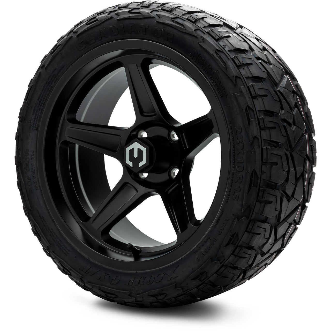 MODZ® 15" Drift Matte Black Wheels & Off-Road Tires Combo (Xcomp Gladiator Steel Belted Radial 23x10-15)