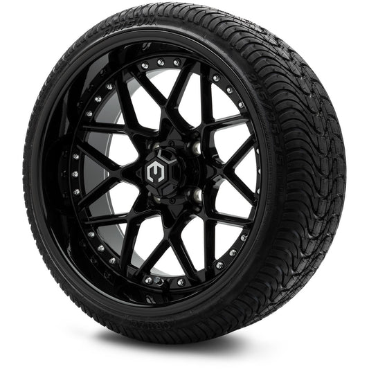 MODZ® 15" Formula Glossy Black Wheels & Street Tires Combo (Arisun Cruze 215/35-15)