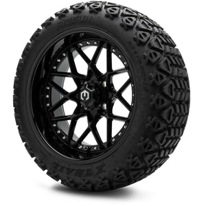 MODZ® 15" Formula Glossy Black Wheels & Off-Road Tires Combo (Arisun X-Trail All-Terrain 23x10-15)