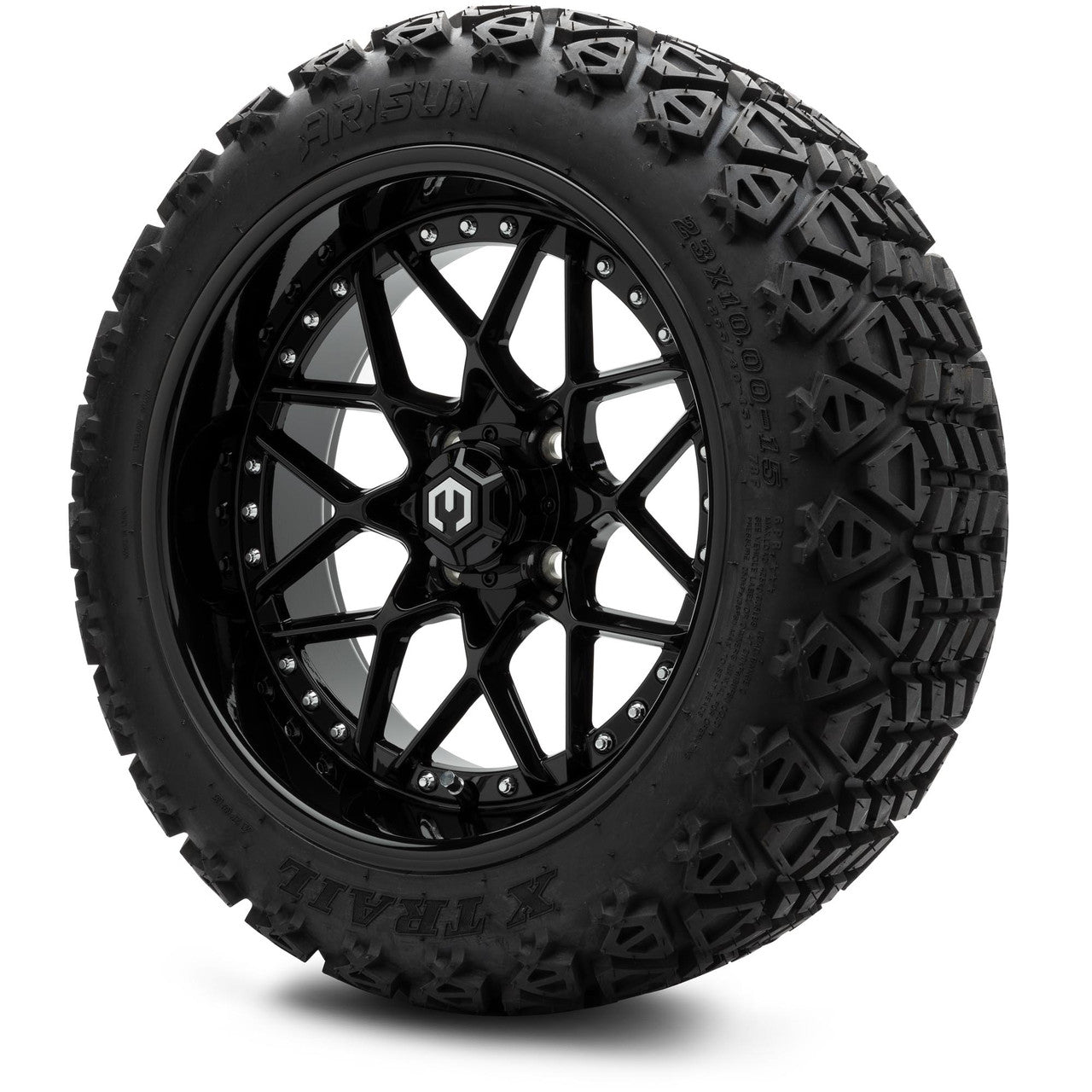 MODZ® 15" Formula Glossy Black Wheels & Off-Road Tires Combo (Xcomp Gladiator Steel Belted Radial 23x10-15)