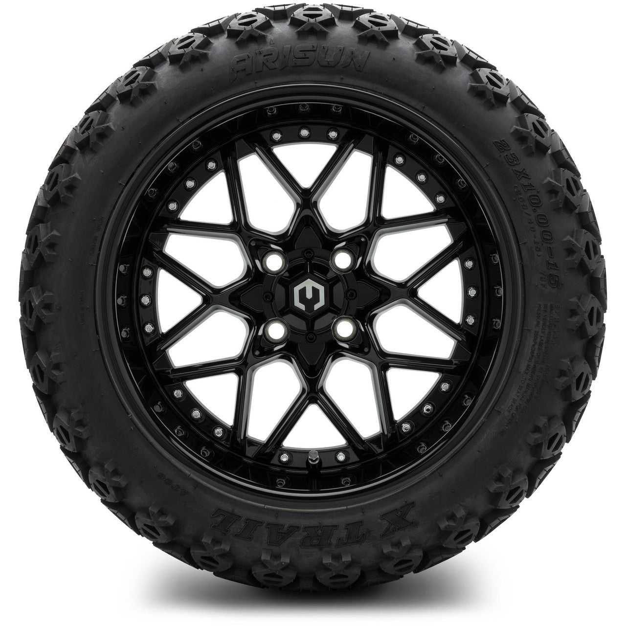 MODZ® 15" Formula Glossy Black Wheels & Off-Road Tires Combo (Xcomp Gladiator Steel Belted Radial 23x10-15)