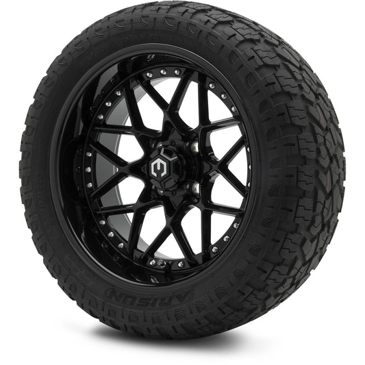 MODZ® 15" Formula Glossy Black Wheels & Off-Road Tires Combo (Arisun X-Armory Steel Belted Radial 23x10-15)