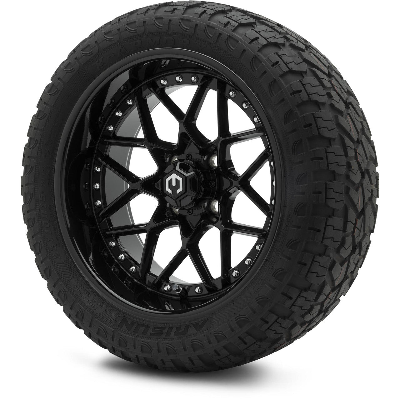 MODZ® 15" Formula Glossy Black Wheels & Off-Road Tires Combo (Xcomp Gladiator Steel Belted Radial 23x10-15)