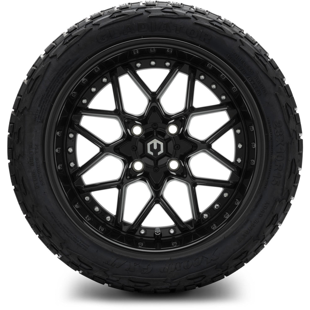 MODZ® 15" Formula Glossy Black Wheels & Off-Road Tires Combo (Arisun X-Armory Steel Belted Radial 23x10-15)
