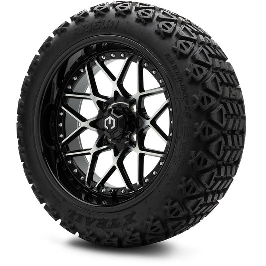 MODZ® 15" Formula Machined Black Wheels & Off-Road Tires Combo (Arisun X-Trail All-Terrain 23x10-15)