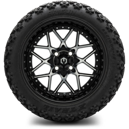MODZ® 15" Formula Machined Black Wheels & Off-Road Tires Combo (Arisun X-Armory Steel Belted Radial 23x10-15)