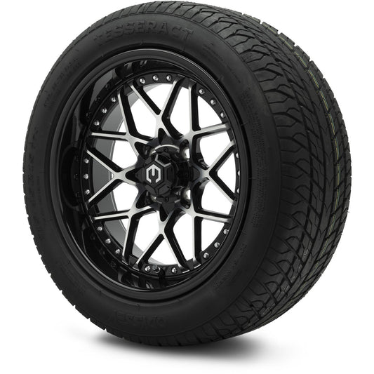 MODZ® 15" Formula Machined Black Wheels & Street Tires Combo (Odyssey Tesseract Steel-Belted Radial 215/45-R15)