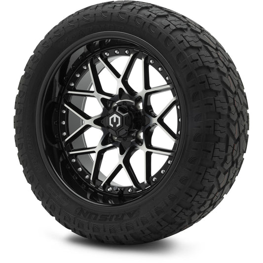 MODZ® 15" Formula Machined Black Wheels & Off-Road Tires Combo (Arisun X-Armory Steel Belted Radial 23x10-15)