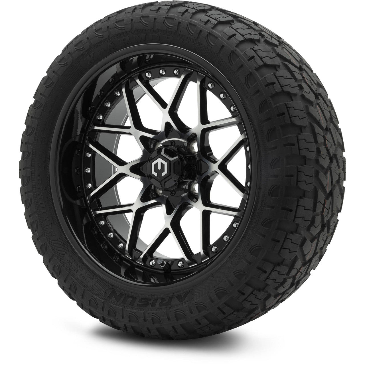 MODZ® 15" Formula Machined Black Wheels & Off-Road Tires Combo (Arisun X-Trail All-Terrain 23x10-15)
