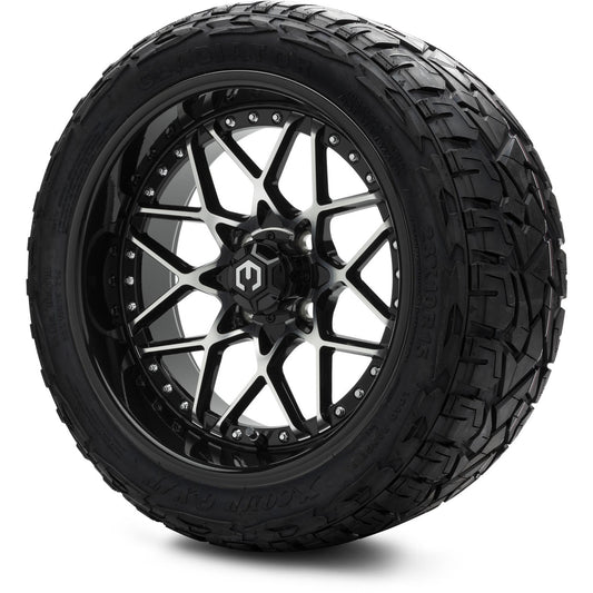 MODZ® 15" Formula Machined Black Wheels & Off-Road Tires Combo (Xcomp Gladiator Steel Belted Radial 23x10-15)