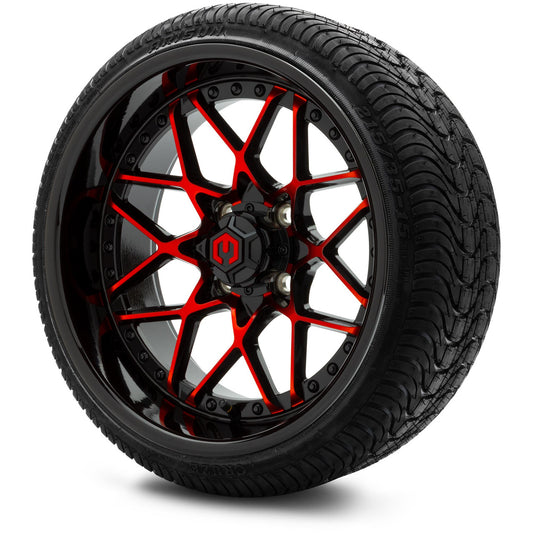 MODZ® 15" Formula Red and Black Wheels & Street Tires Combo (Arisun Cruze 215/35-15)