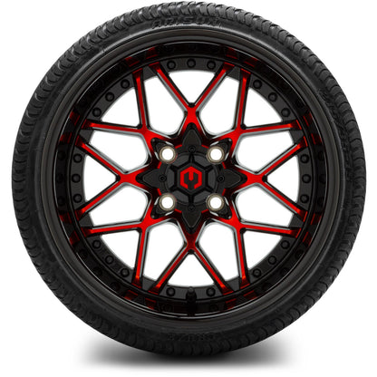 MODZ® 15" Formula Red and Black Wheels & Street Tires Combo (Arisun Cruze 215/35-15)