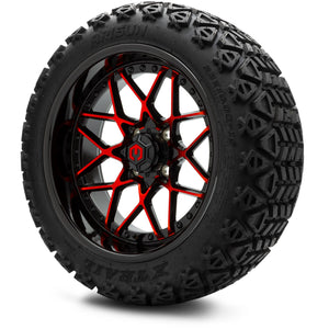 MODZ® 15" Formula Red and Black Wheels & Off-Road Tires Combo (Arisun X-Trail All-Terrain 23x10-15)