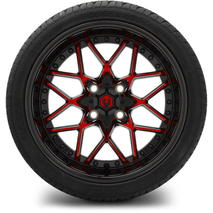 MODZ® 15" Formula Red and Black Wheels & Street Tires Combo (Arisun Cruze 215/35-15)