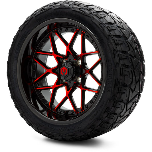 MODZ® 15" Formula Red and Black Wheels & Off-Road Tires Combo (Xcomp Gladiator Steel Belted Radial 23x10-15)