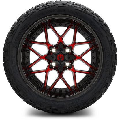 MODZ® 15" Formula Red and Black Wheels & Off-Road Tires Combo (Arisun X-Trail All-Terrain 23x10-15)
