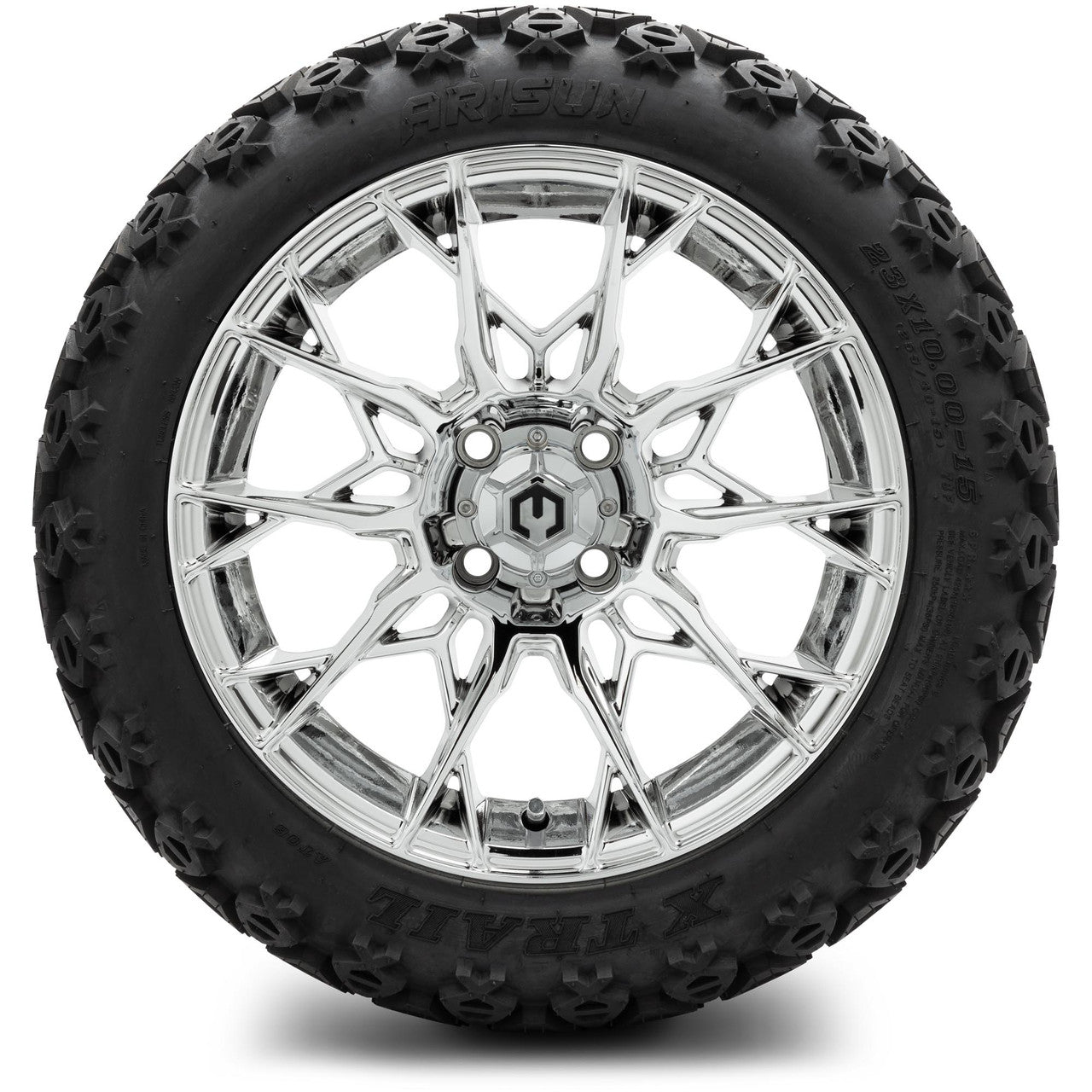 MODZ® 15" Chaos Chrome Wheels & Off-Road Tires Combo (Arisun X-Trail All-Terrain 23x10-15)