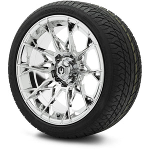 MODZ® 15" Chaos Chrome Wheels & Street Tires Combo (Odyssey Tesseract Steel-Belted Radial 215/35-R15)