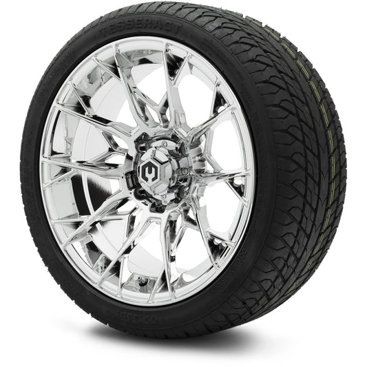 MODZ® 15" Chaos Chrome Wheels & Street Tires Combo (Odyssey Tesseract Steel-Belted Radial 215/35-R15)