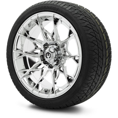 MODZ® 15" Chaos Chrome Wheels & Street Tires Combo (Odyssey Tesseract Steel-Belted Radial 215/45-R15)
