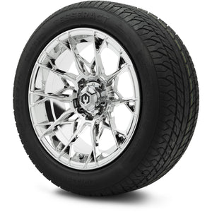 MODZ® 15" Chaos Chrome Wheels & Street Tires Combo (Odyssey Tesseract Steel-Belted Radial 215/45-R15)