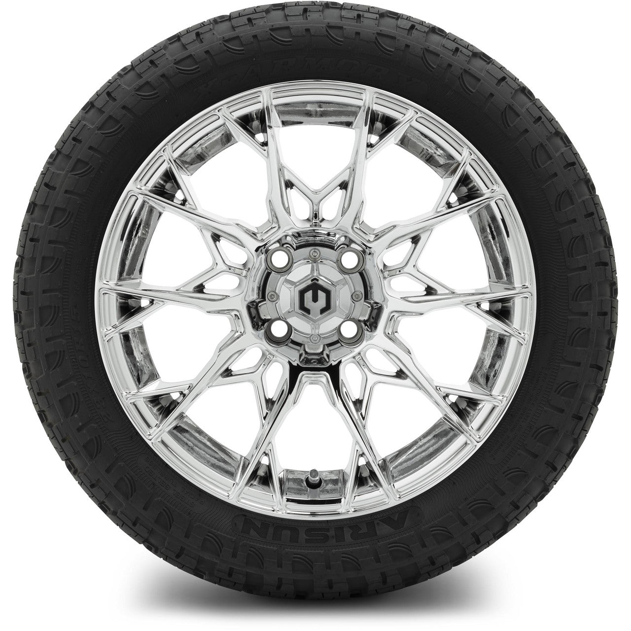 MODZ® 15" Chaos Chrome Wheels & Off-Road Tires Combo (Arisun X-Armory Steel Belted Radial 23x10-15)