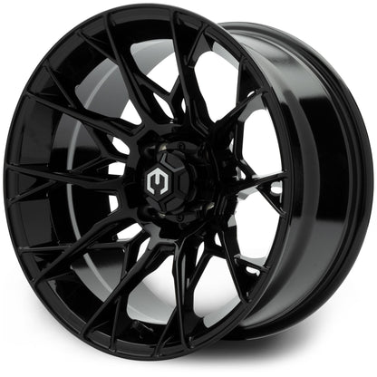 MODZ® 15" Chaos Glossy Black Wheels & Off-Road Tires Combo (Xcomp Gladiator Steel Belted Radial 23x10-15)