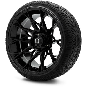 MODZ® 15" Chaos Glossy Black Wheels & Street Tires Combo (Arisun Cruze 215/35-15)