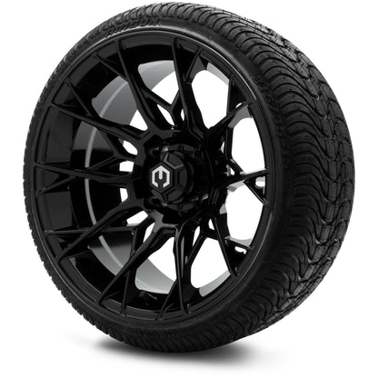 MODZ® 15" Chaos Glossy Black Wheels & Street Tires Combo (Arisun Cruze 215/35-15)