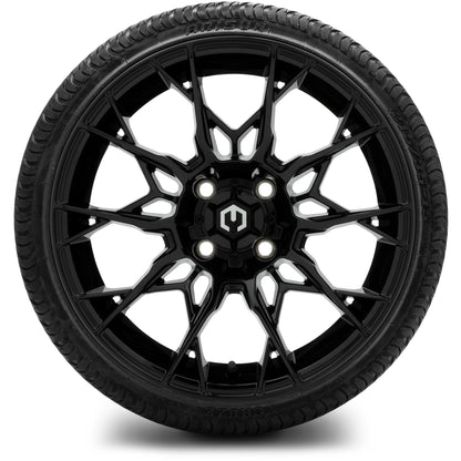 MODZ® 15" Chaos Glossy Black Wheels & Street Tires Combo (Arisun Cruze 215/35-15)