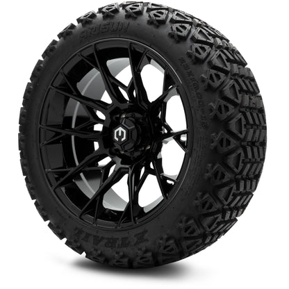 MODZ® 15" Chaos Glossy Black Wheels & Off-Road Tires Combo (Arisun X-Trail All-Terrain 23x10-15)
