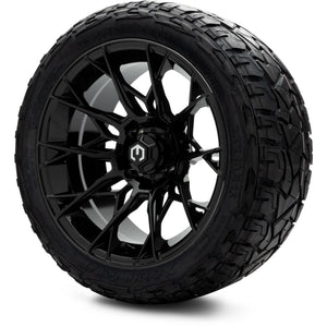 MODZ® 15" Chaos Glossy Black Wheels & Off-Road Tires Combo (Xcomp Gladiator Steel Belted Radial 23x10-15)