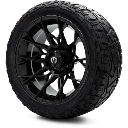 MODZ® 15" Chaos Glossy Black Wheels & Off-Road Tires Combo (Xcomp Gladiator Steel Belted Radial 23x10-15)