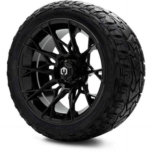 MODZ® 15" Chaos Glossy Black Wheels & Off-Road Tires Combo (Xcomp Gladiator Steel Belted Radial 23x10-15)