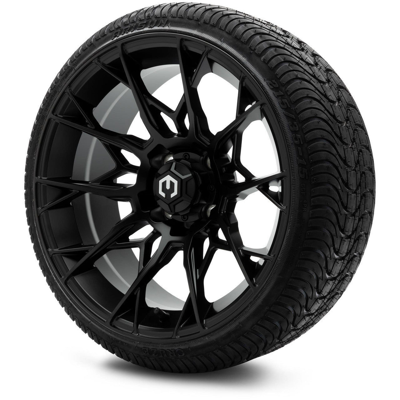 MODZ® 15" Chaos Matte Black Wheels & Street Tires Combo (Arisun Cruze 215/35-15)