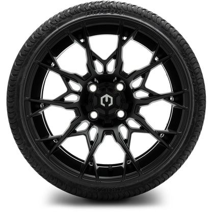 MODZ® 15" Chaos Matte Black Wheels & Street Tires Combo (Odyssey Tesseract Steel-Belted Radial 215/35-R15)