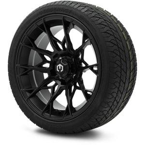 MODZ® 15" Chaos Matte Black Wheels & Street Tires Combo (Odyssey Tesseract Steel-Belted Radial 215/35-R15)