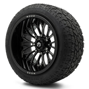MODZ® 15x10" Convict Glossy Black with Ball Mill Wheels & Off-Road Tires Combo (Arisun X-Armory Steel Belted Radial 23x10-15)