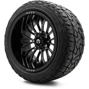 MODZ® 15x10" Convict Glossy Black with Ball Mill Wheels & Off-Road Tires Combo (Xcomp Gladiator Steel Belted Radial 23x10-15)