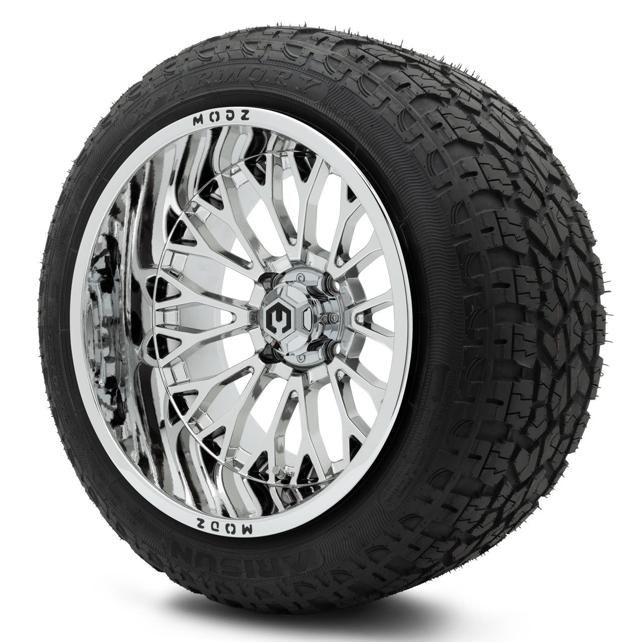 MODZ® 15x10" Convict Chrome Wheels & Off-Road Tires Combo (Arisun X-Armory Steel Belted Radial 23x10-15)