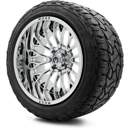 MODZ® 15x10" Convict Chrome Wheels & Off-Road Tires Combo (Xcomp Gladiator Steel Belted Radial 23x10-15)