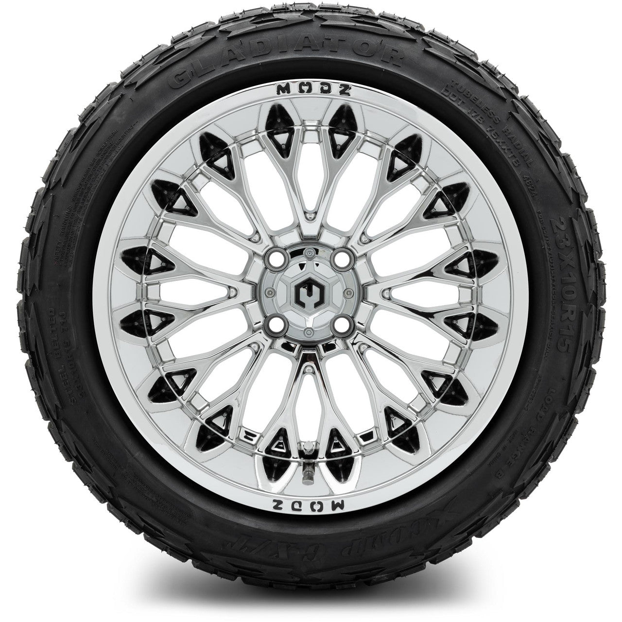 MODZ® 15x10" Convict Chrome Wheels & Off-Road Tires Combo (Arisun X-Armory Steel Belted Radial 23x10-15)