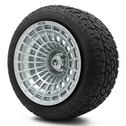 MODZ® 15x10" Felon Silver Wheels & Off-Road Tires Combo (Xcomp Gladiator Steel Belted Radial 23x10-15)