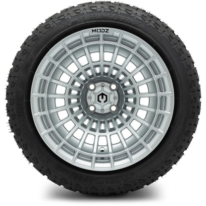 MODZ® 15x10" Felon Silver Wheels & Off-Road Tires Combo (Xcomp Gladiator Steel Belted Radial 23x10-15)
